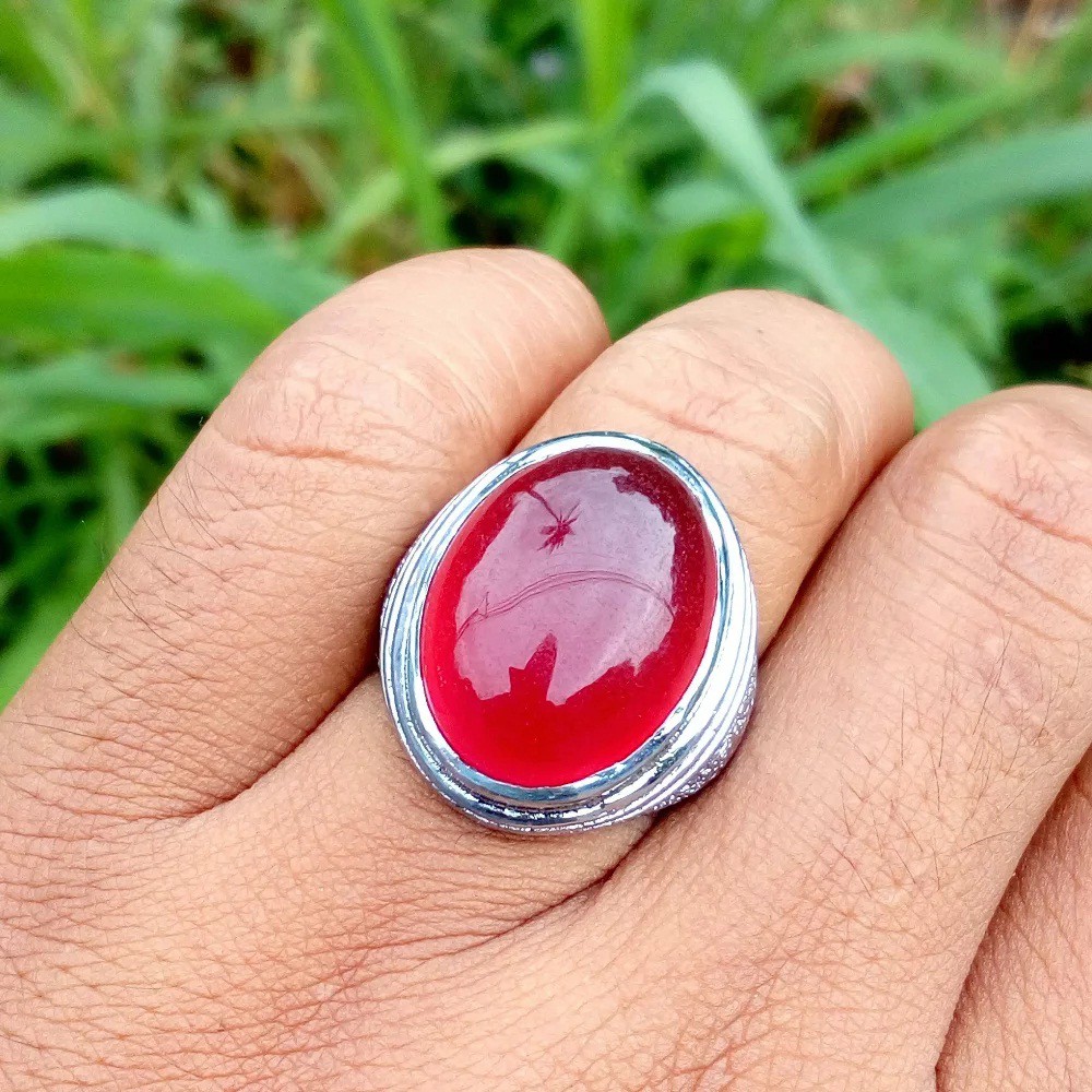 Cincin Batu Natural Giok Taiwan Pink Fanta Kristal Super