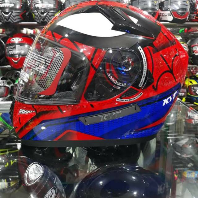 Helm KYT K2 RIDER SPIDERMAN RED BLUE