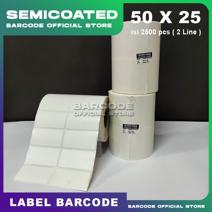 

Label Semicoated 50 x 25 mm Cetak Printer Barcode 50x25 mm ( 2 Line )