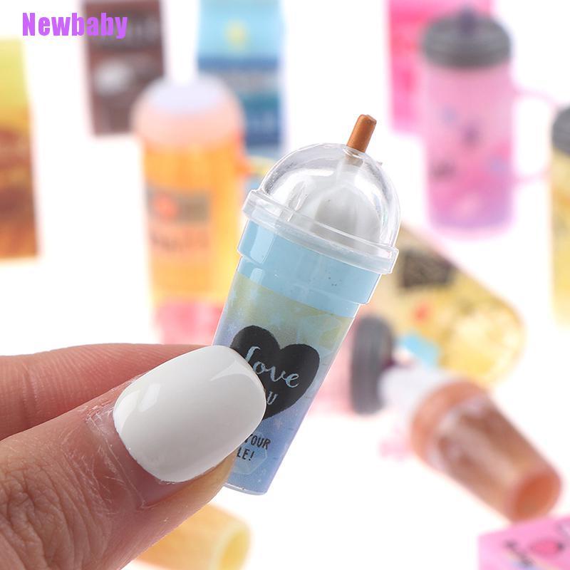 (Newbaby) 3pcs / set Mainan Miniatur Botol Minuman Jus Skala 1: 12 Untuk Aksesoris Rumah Boneka