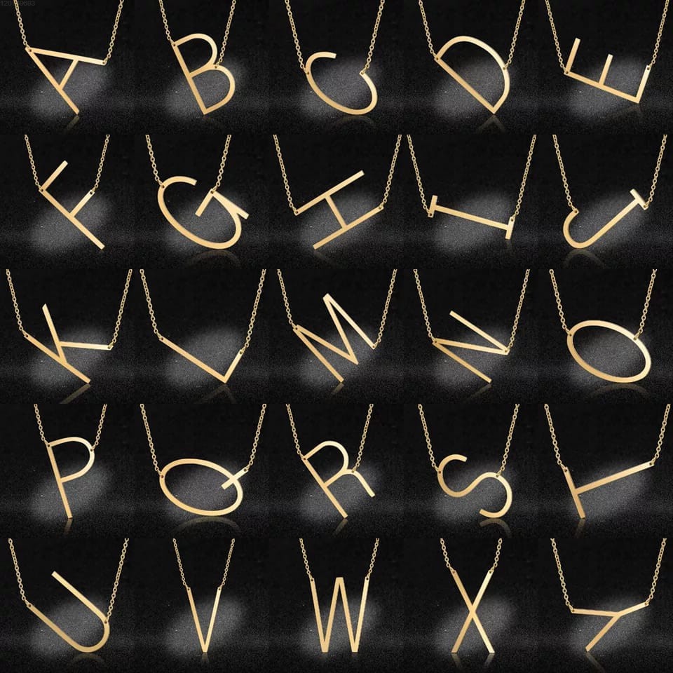 Kalung Rantai Q-Z Liontin Motif Huruf Bahan Stainless Steel B18