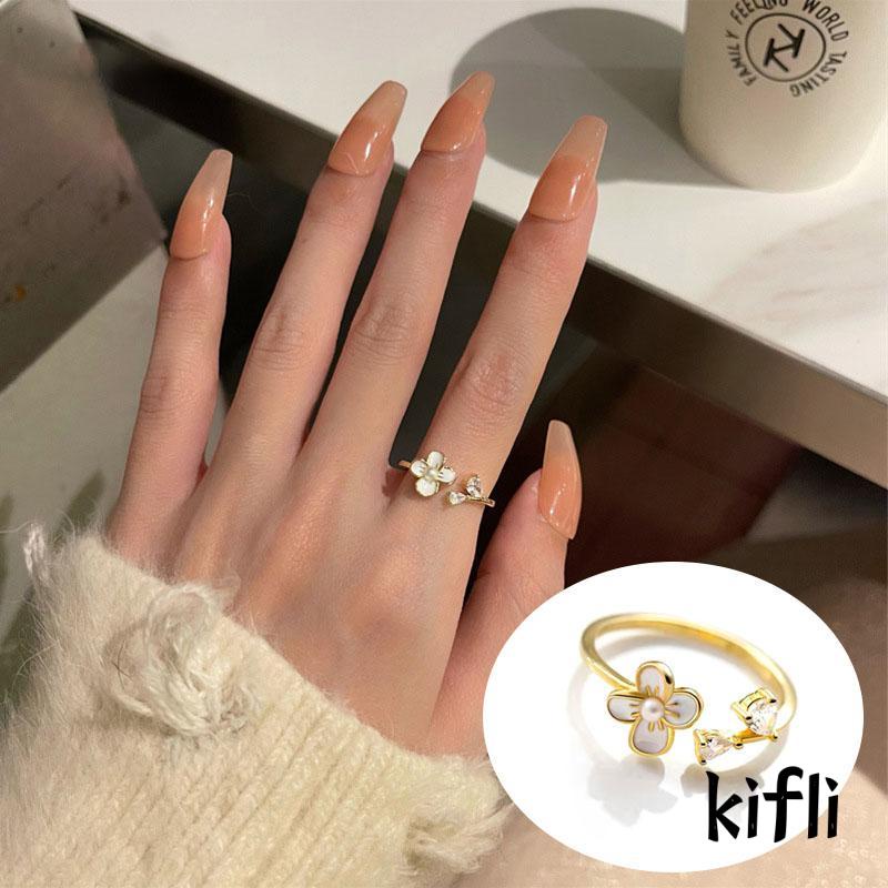 Cincin,Model Terbuka Desain Bunga,Gaya Simple,Untuk Wanita