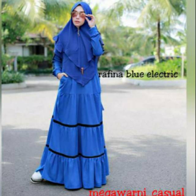 Rafina Casual Dress Ori MEGAWARNI Gamis Syari Sporty