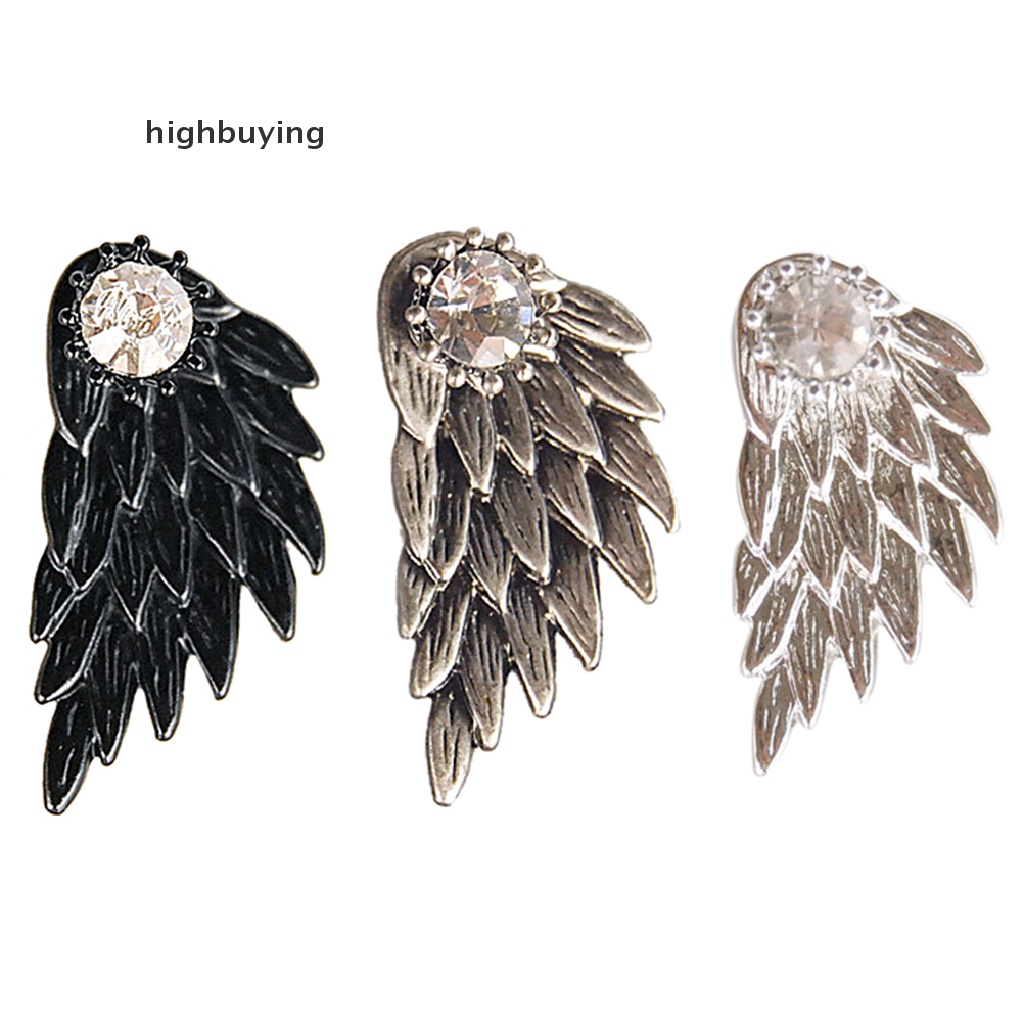 Hbid 1 Pasang Anting Tusuk Bentuk Sayap Malaikat Gothic Bahan Alloy Hias Berlian Imitasi Untuk Wanita