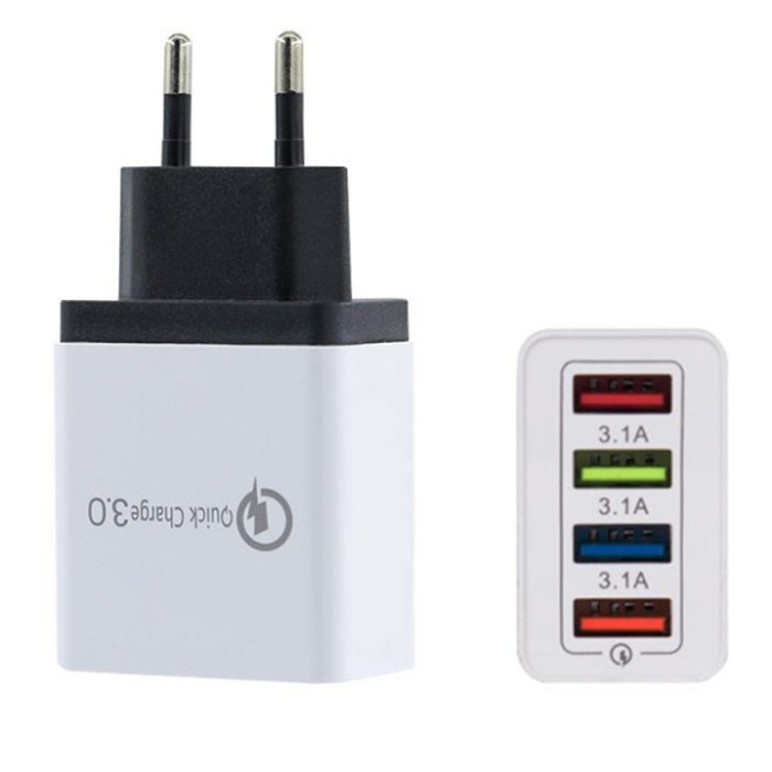 Charger USB 4 Port 3.5A Qualcomm QC 3.0 EU Plug Fast Quick Charger