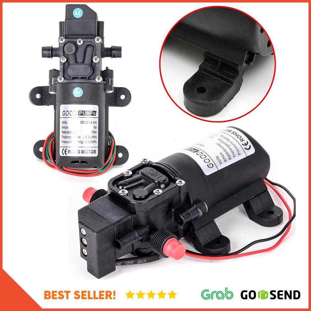 Taffware Pompa Air Elektrik High Pressure 12V 72W 130PSI - Black