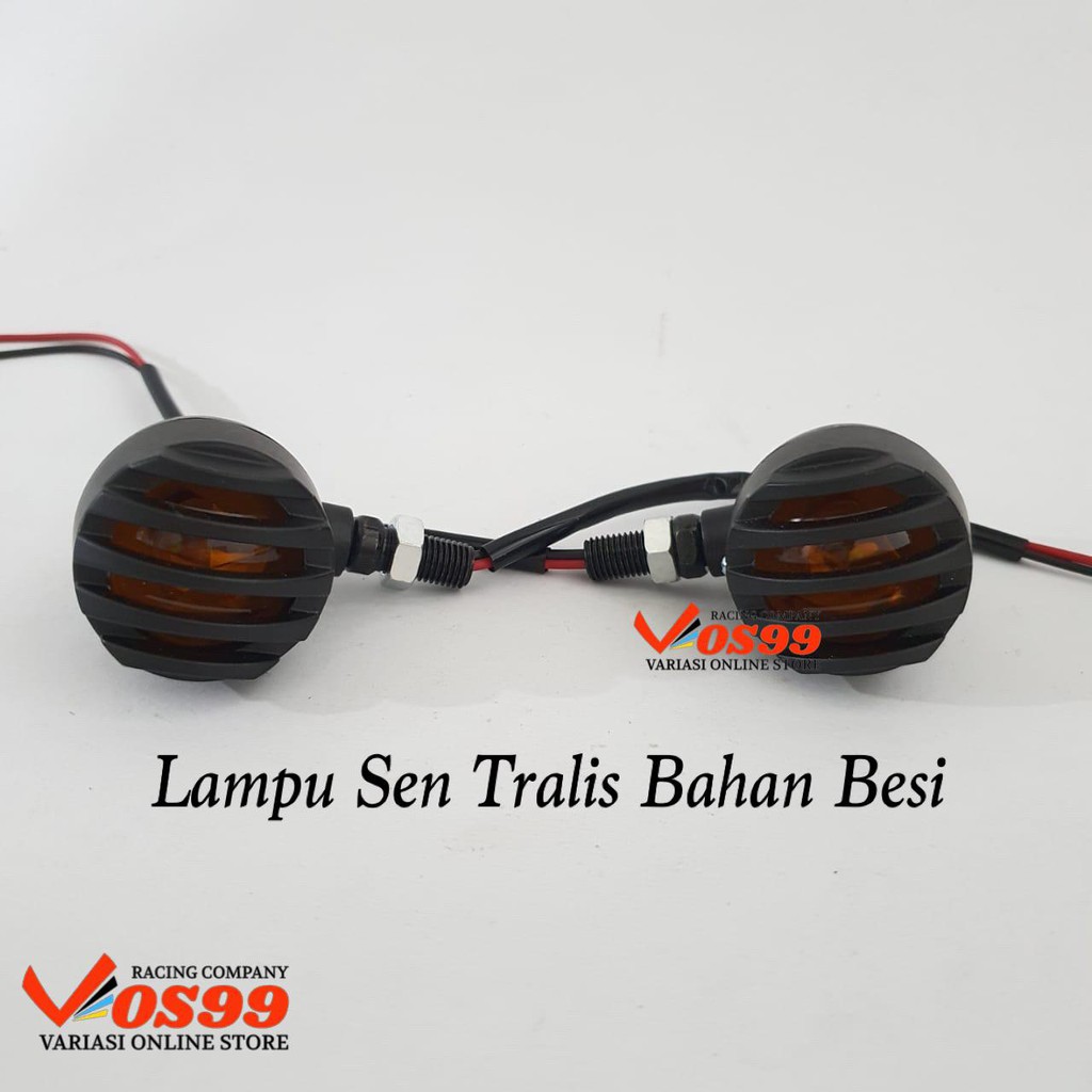 Lampu Sen Tralis Bahan Full Besi Motor Clasic Model Tralis Japstyle Warna - Hitam Universal