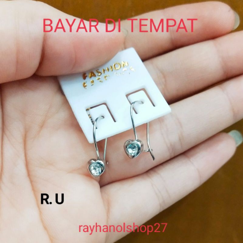 XUPING ANTING WANITA mata warna silver cantik termurah