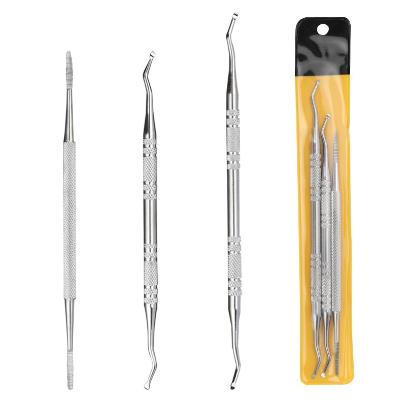3pcs / set Alat Pengangkat Kutikula Kuku Kaki Bahan Stainless Steel
