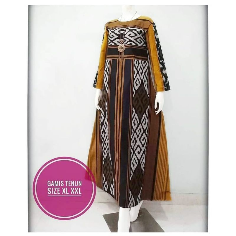 gamis tenun | gamis wanita modern | gamis tenun elegant