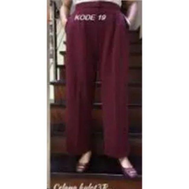 Celana kulot panjang bahan babat-merah