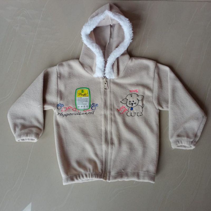 Jaket bayi lembut tebal bulu-Halus abu