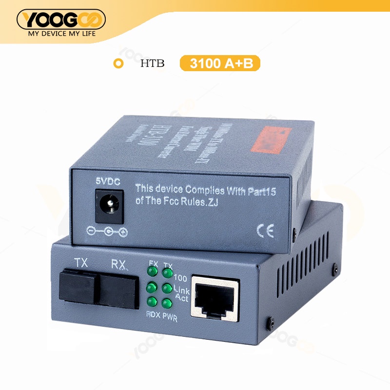 HTB3100 A+B Fiber Optic Optical Media Converter HTB-3100 Netlink 10/100Mbps RJ45 Single Mode 25KM HTB A HTB B