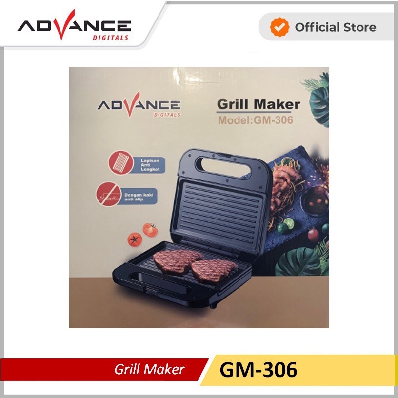 Panggang Listrik Advance Grill Maker GM-306 Panggang Daging Sosis Roti Praktis