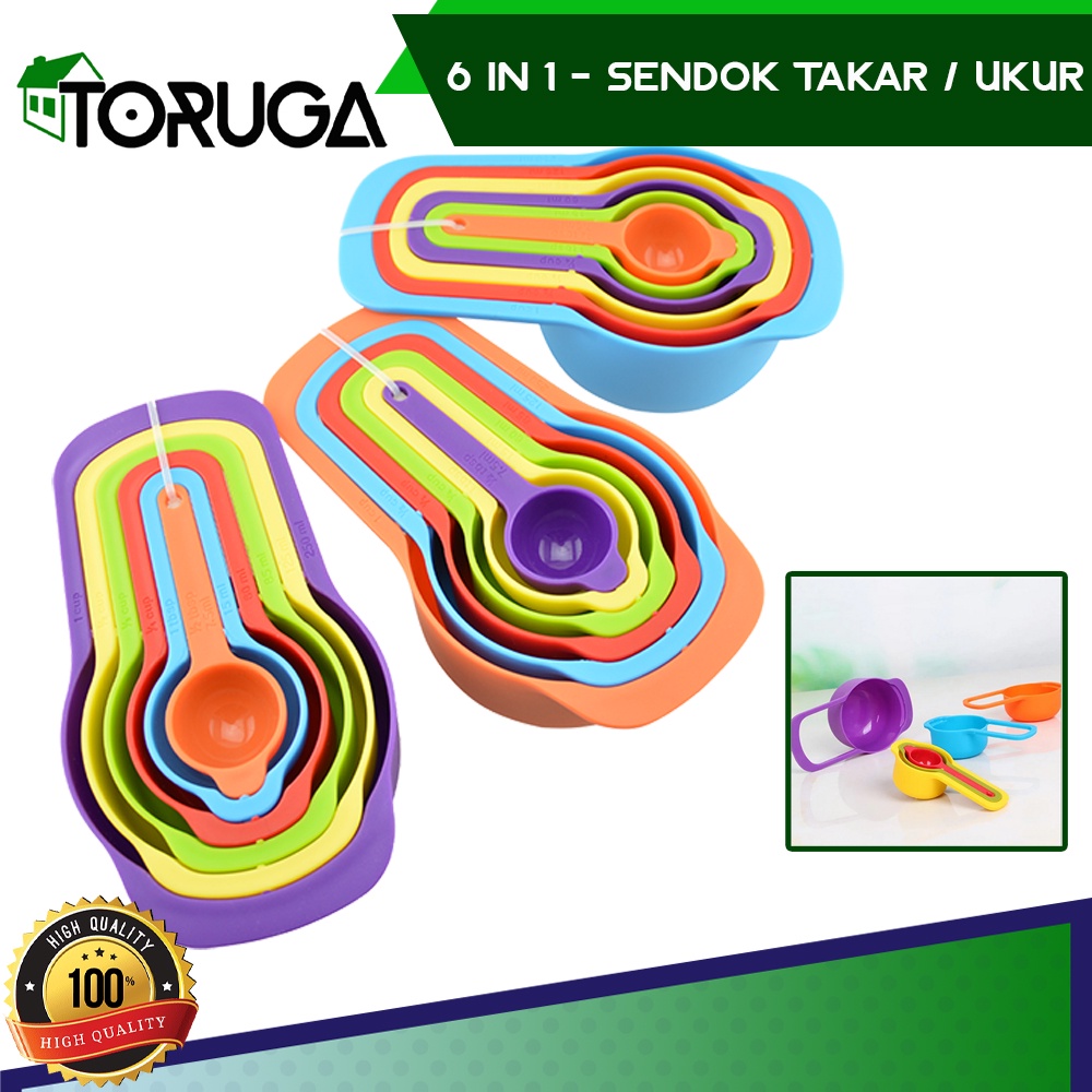 Sendok Takar Set WARNA WARNI Ukur Measuring Spoon Measuring Cup Takaran 6 in 1