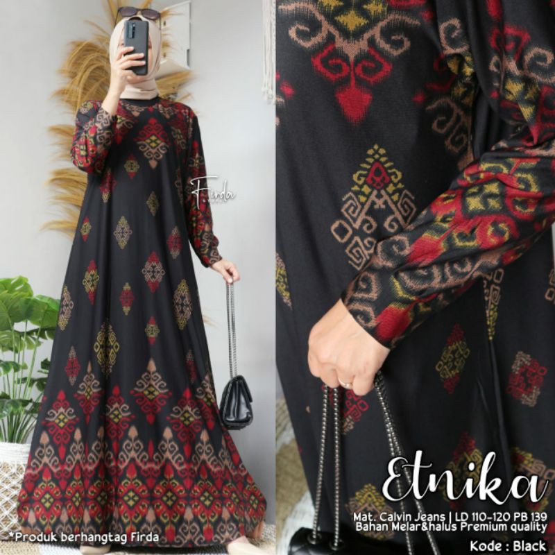 Gamis Cantik Etnika Bahan Calvin Jeans Syari Modis