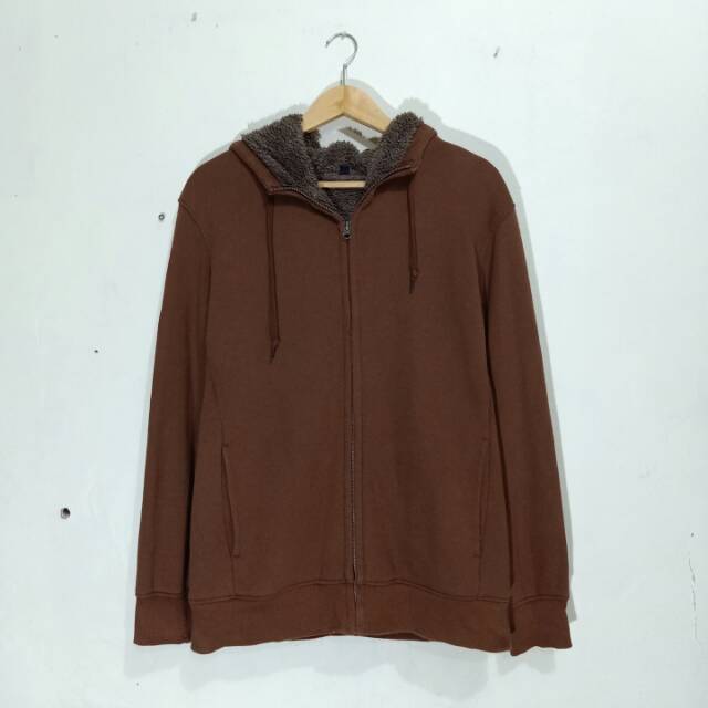 Jaket ziphoodie UNIQLO brown original second