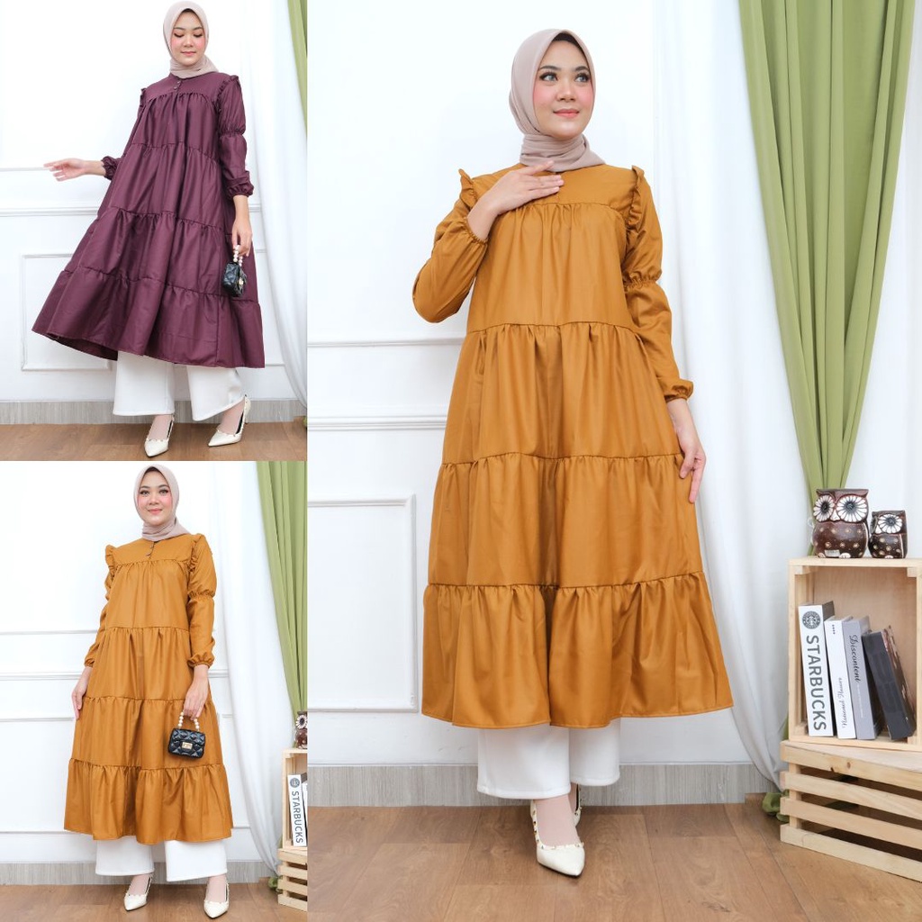 LIVI MIDI DRESS KONDANGAN GAMIS TERBARU REMAJA DEWASA BAJU WANITA HAMIL SOLO