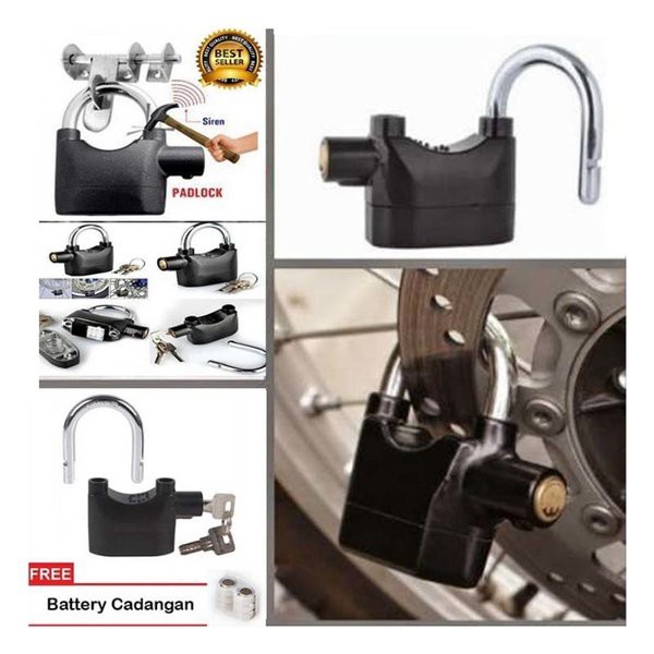 Termurah Gembok Alarm - Gembok Alarm Sensor Getar - Gembok Motor Alarm - Gembok Pagar - Gembok
