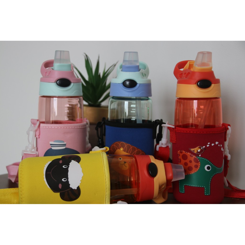 BOTOL MINUM WATER BOTTLE TUTUP RUSA MOTIF ANIMAL BPA FREE IMPORT Botol minum anak