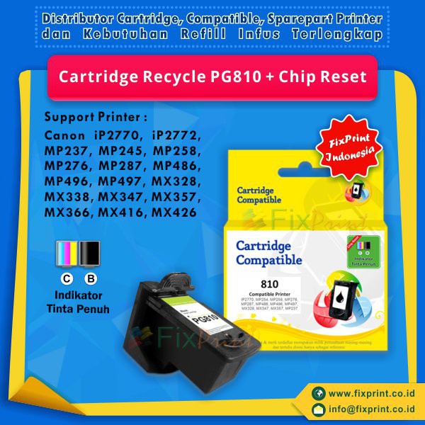 Cartridge Recycle Canon PG-810 PG810 810 Black, Canon IP2770 MP237 MP258 MP276 MP287 MX328