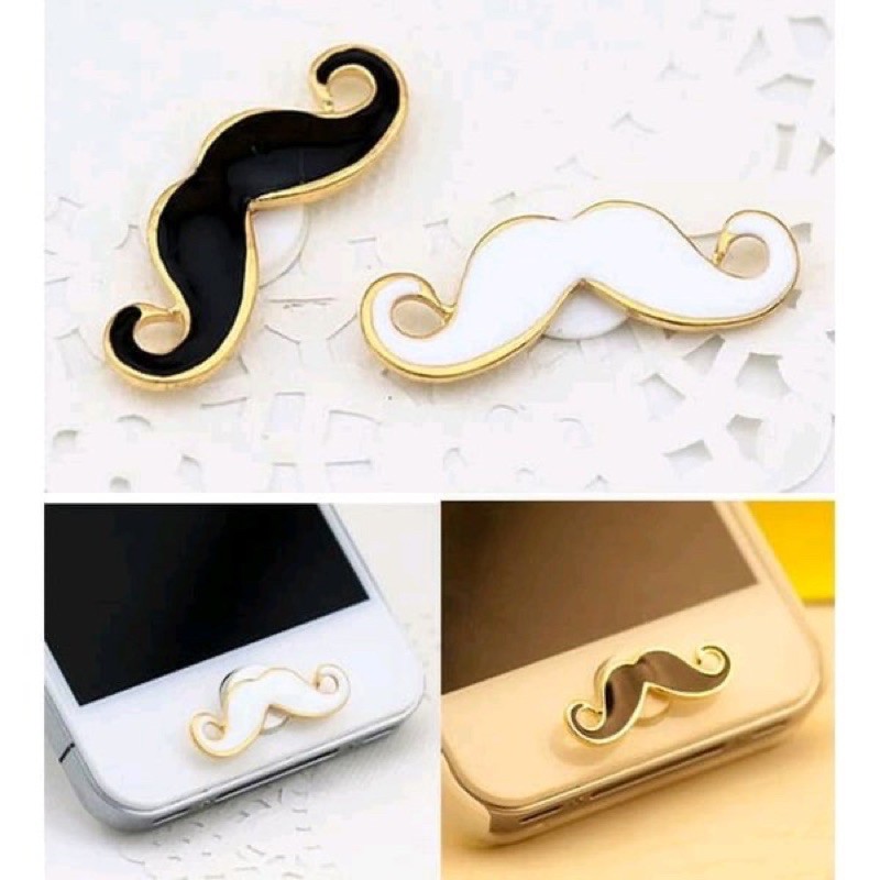 sticker phone mustache home button mustache kumis aksesoris handphone