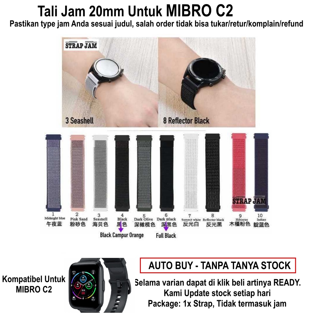 Tali Jam Tangan Mibro C2 - Strap 20mm Sport Loop Velcro Kuat Dan Nyaman