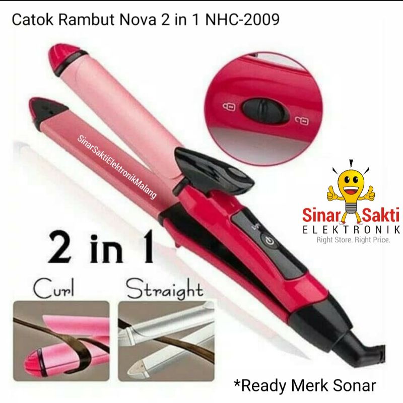 Catok Rambut Nova Mini 2 in 1 NHC-2009Pelurus dan Keriting