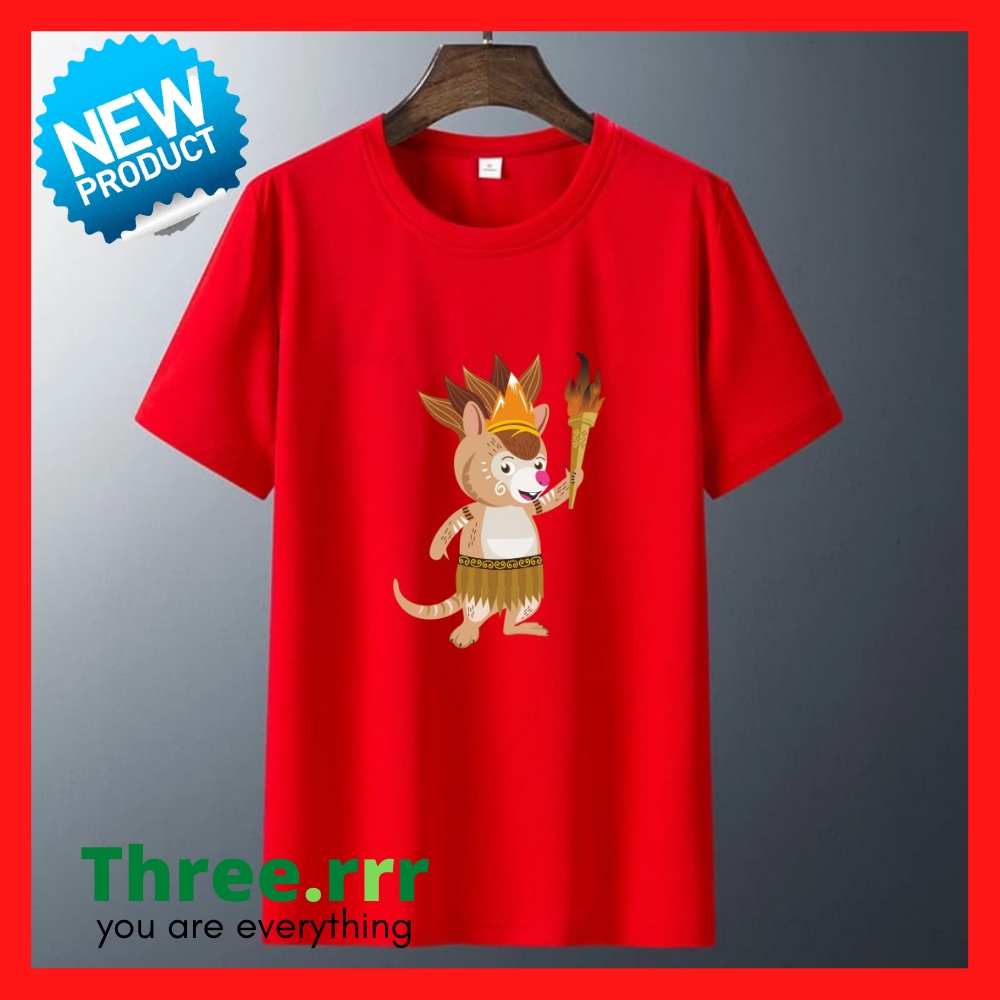 Baju kaos atasan pria wanita cowok cewek MASKOT PON PAPUA 2021 merah termurah tebaru terlaris