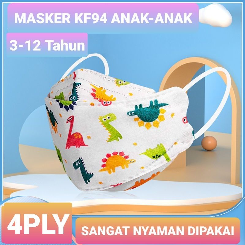 Masker KF94 anak Korea 4 ply impor 10pcs High Quality / masker anak kf94 korea motif