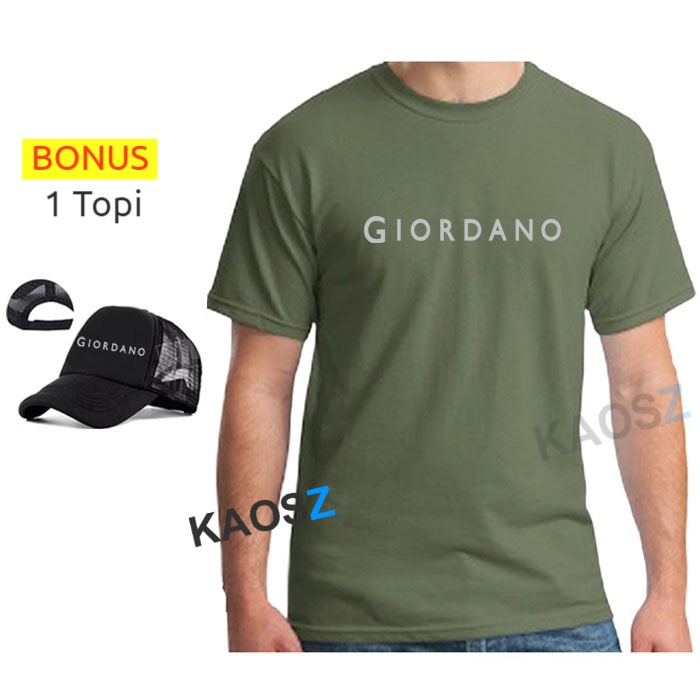 BONUS 1 TOPI. Kaos Giordano Silver Premium Lengan Pendek