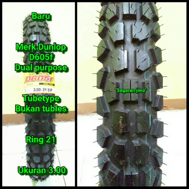 Jual Ban motor ring 21 Ukuran 3.00 Dunlop D605 f bukan tubles Ban depan  kawasaki klx 250 full tril | Shopee Indonesia