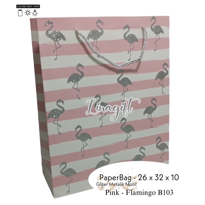 PAPERBAG GLITER MOTIF - VALENTINE / KANTONG KERTAS LOVE / TAS JINJING VALENTIN PINK GOLD SILVER STARS FANCY GOODIEBAG FLAMINGO KADO HAMPERS PARSEL