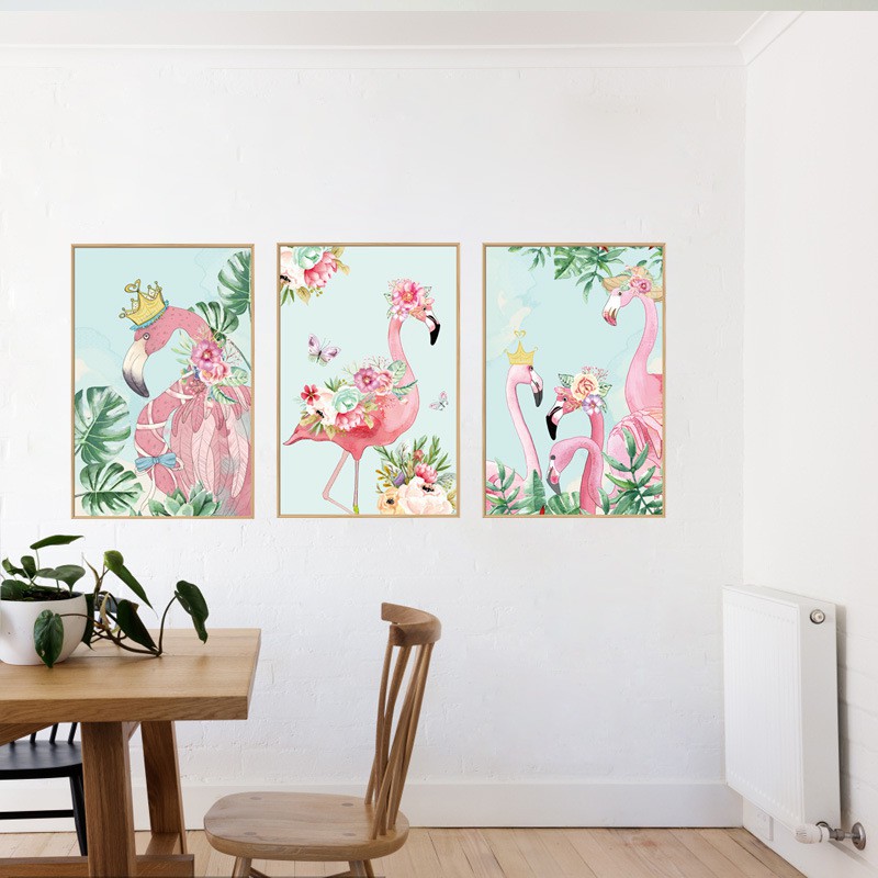 Reliza Wall Sticker Blue Frame Flamingo Stiker Dinding LDR