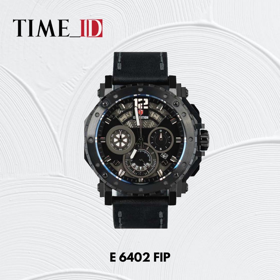 Jam Tangan Expedition E 6402 Leather FULL BLACK PRIA