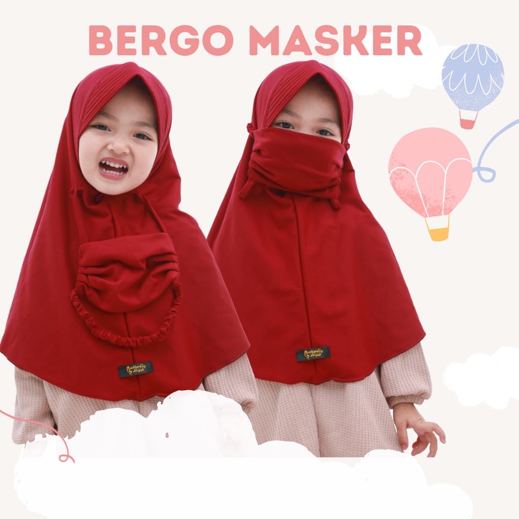 Hijab Anak Bergo Masker Anak Bahan Kaos PE