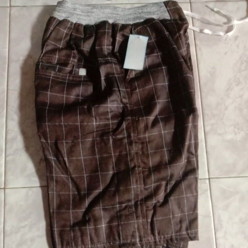 Tartan celana pendek pria dewasa-Coklatua