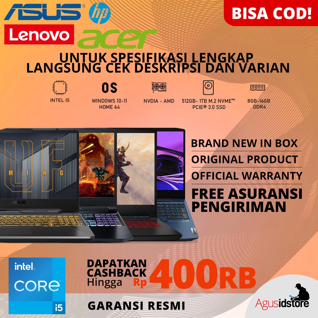 jual-laptop-gaming-editing-coding-kerja-kuliah-intel-core-i5-ram-8gb