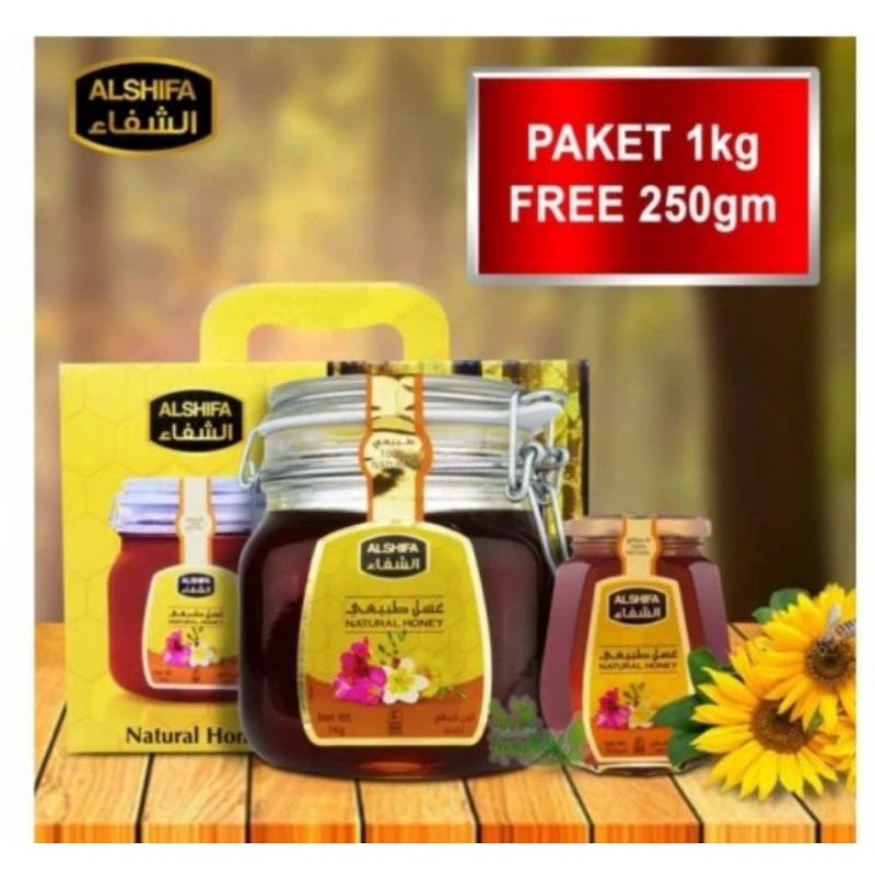 

paket madu al shifa 1kg free 250gr Ori