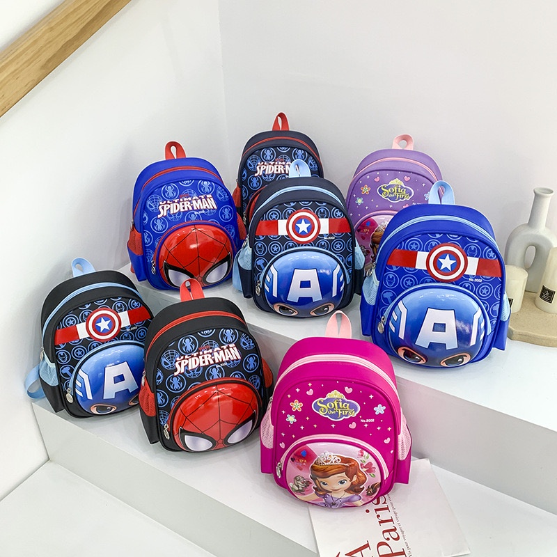 Tas Anak Sekolah Import Karakter Lucu 3D - Tas Ransel Anak Spiderman Elsa - Tas Sekolah Anak Import Premium High Quality Terbaru -  Ransel Anak Sekolah SD dan TK - Tas Anak Karakter Captain America - Tas Anak Perempuan dan Laki Laki [BK17]