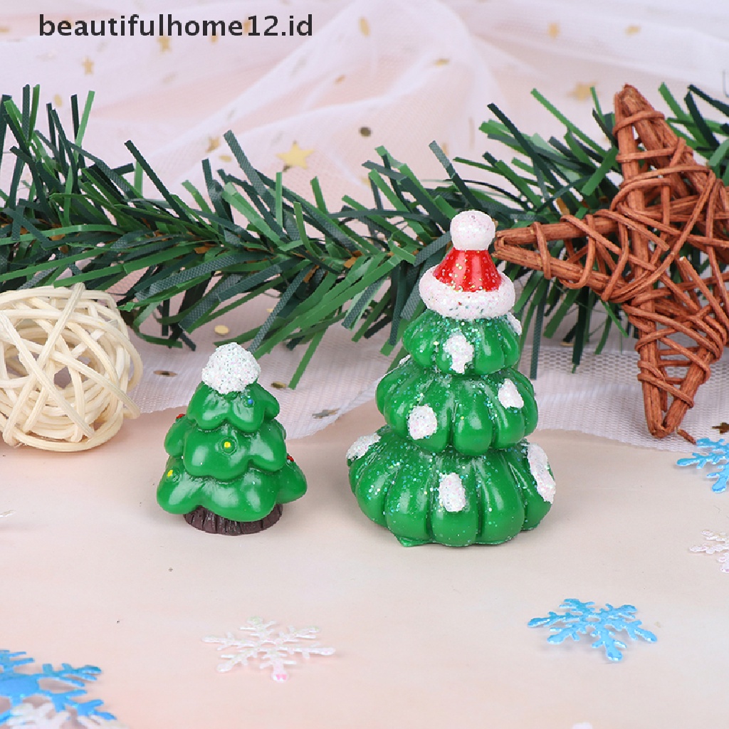 【beautifulhome12.id】 Christmas Snowman Santa Claus Trees gift Figurines Fairy Garden Miniatures Craft .