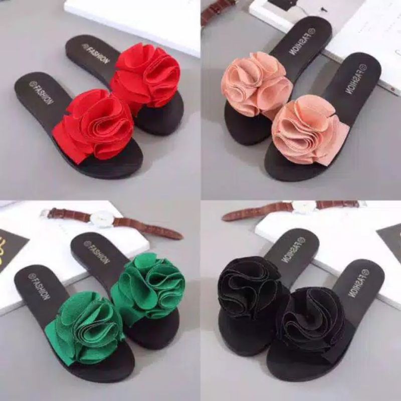 Sandal Wanita Selop Bunga mawar
