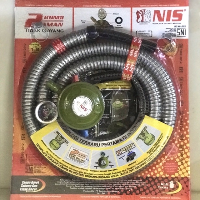 SELANG GAS REGULATOR SET DOUBLE LOCK NIS