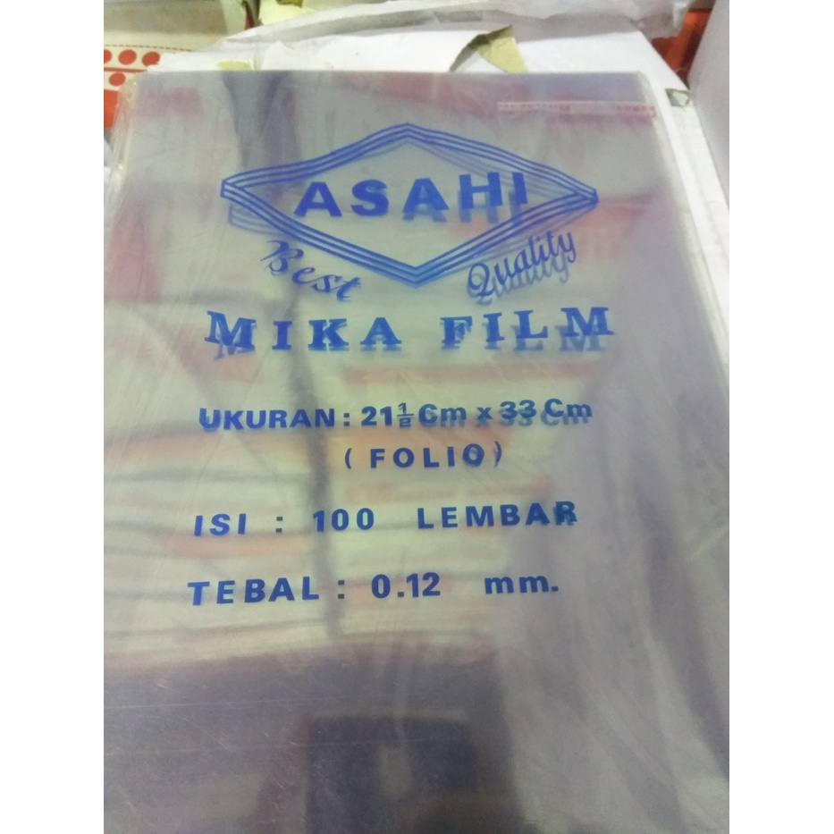 

q4AD5s Mika Jilid Film Asahi Folio/A4 Bening 0.12Mm (100 Lembar) - Folio As71S0D