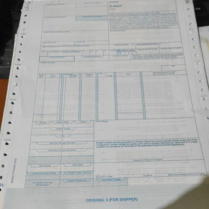 

airwaybill netral (SMU surat muatan udara)