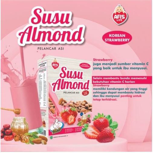 AFIS Susu Almond Asi Booster Dan SBK Kacang Hijau PLus Daun Katuk Pelancar Asi Afis Life Booster ASI 200 gram Afislife kacang almon daun katuk Afislifeindonesia Almond Milk