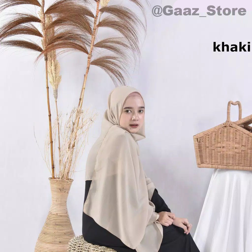 BELLA PASHMINA POLOS BAHAN POLYCOTTON HIJAB KERUDUNG JILBAB MURAH PREMIUM 75x180cm-Khaki