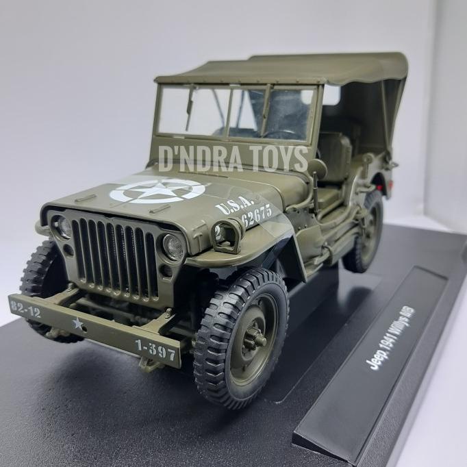 Diecast Miniatur Mobil Jeep 1941 Willys MB Miniatur Jip Welly 1:18