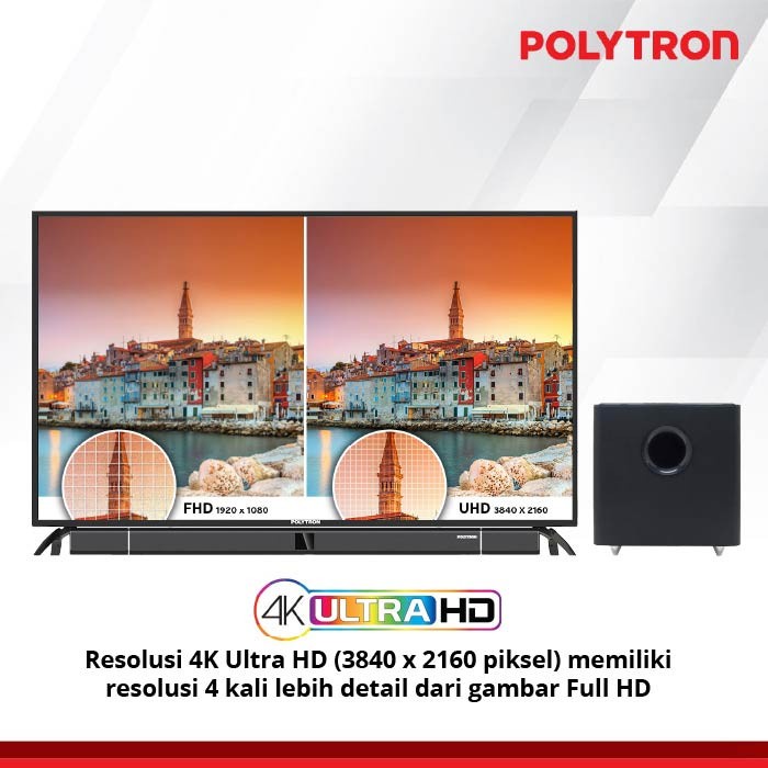 Polytron LED TV 55 Inch 55BUA8859 Smart Android 4K Ultra HD Soundbar