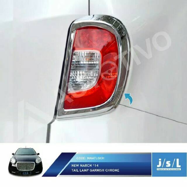 Nissan March 2014 Garnish Lampu Belakang / Tail Lamp Garnish Chrome